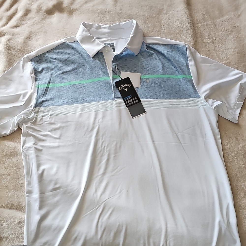 Callaway Men's Blue and White Polo Shirt